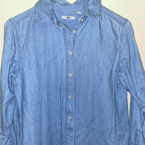 Faux Jean Long Sleeved Dress with Pockets - Picture 2 of 4